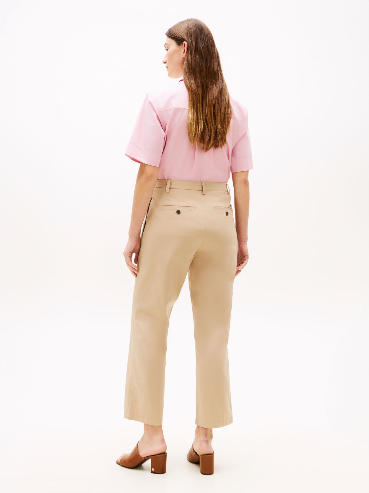 Washed Slim Straight Leg Chinos — Beige