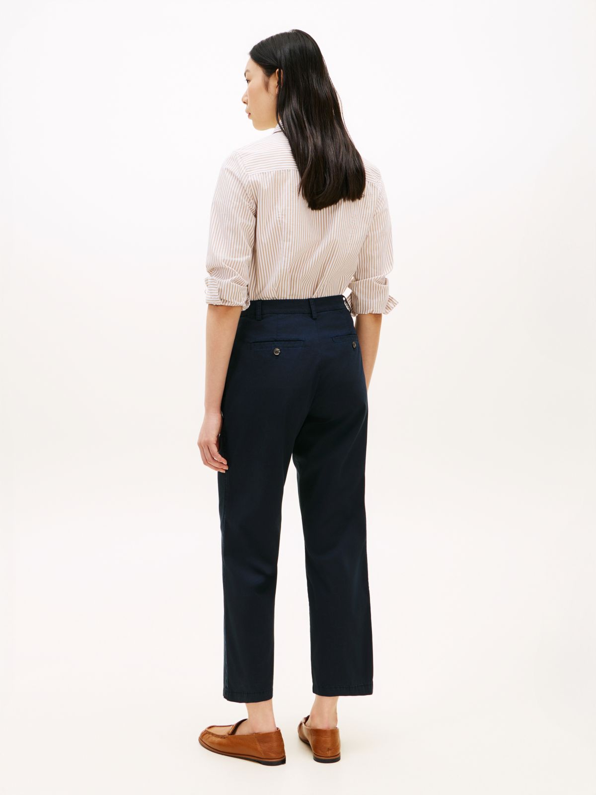 Washed Slim Straight Leg Chinos — Blue