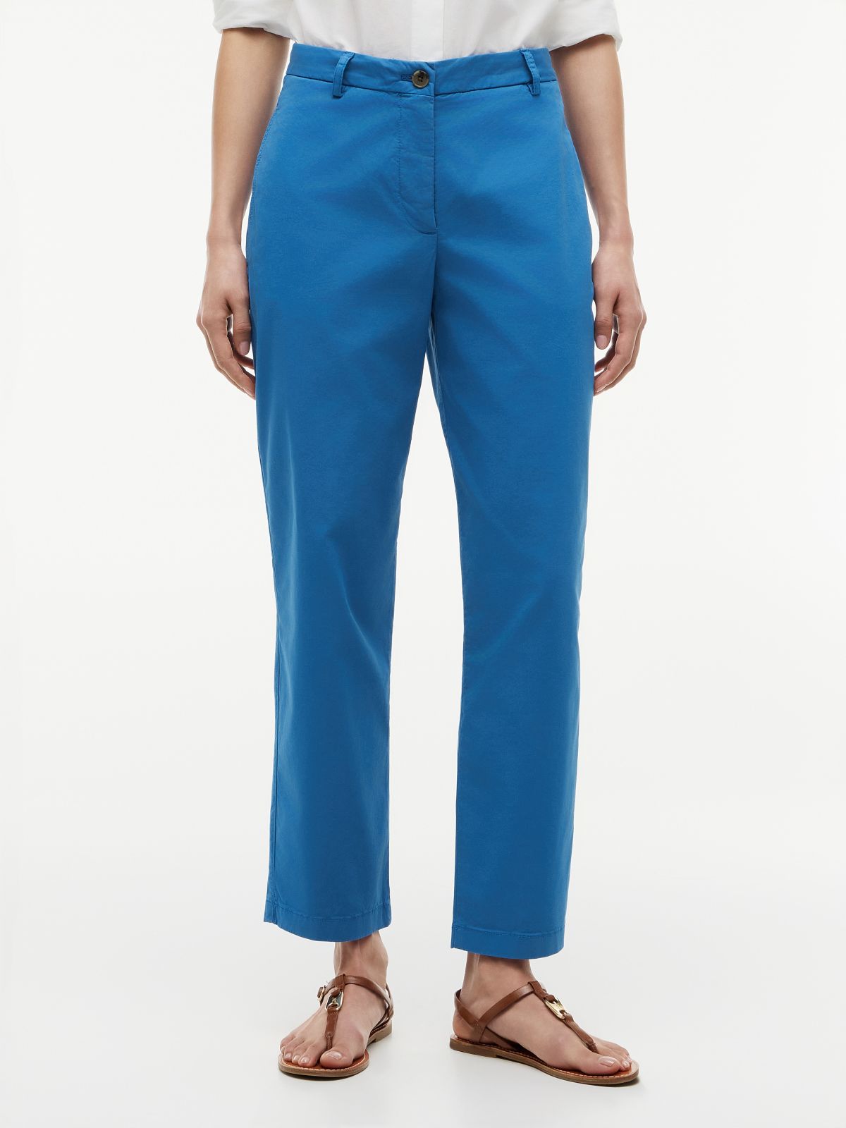 Washed Slim Straight Leg Chinos — Blue
