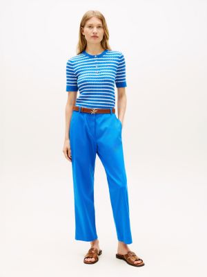 blue slim straight leg fit chinos mit stückfärbung für damen - tommy hilfiger