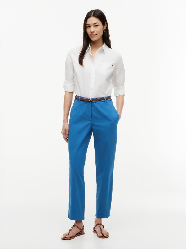 Washed Slim Straight Leg Chinos — Blue