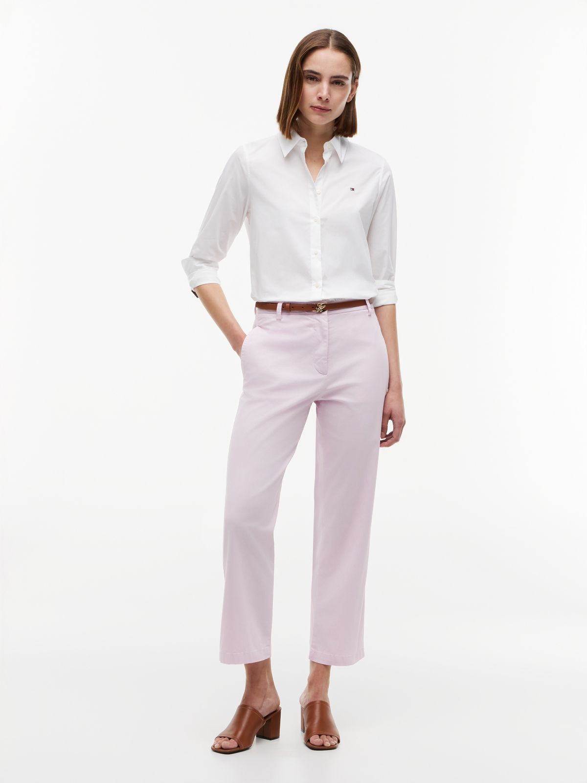 Washed Slim Straight Leg Chinos — Purple