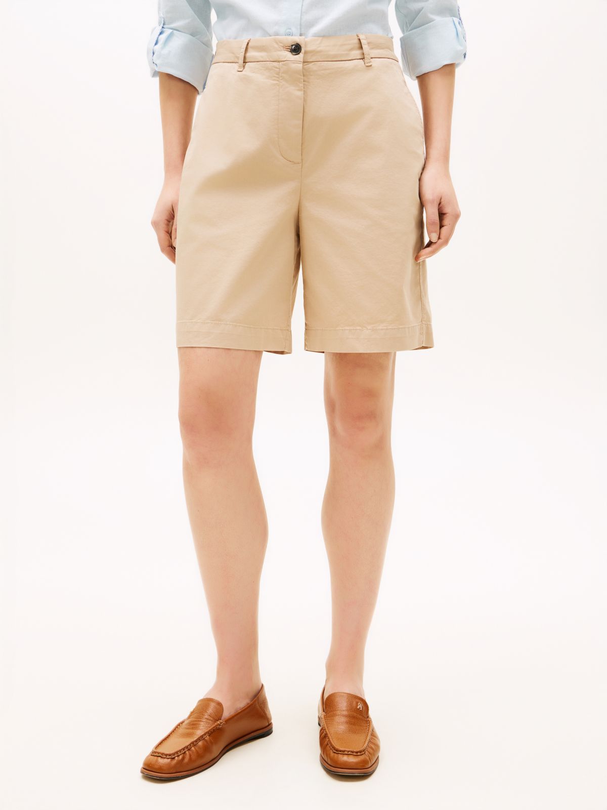 Washed Regular Chino Shorts — Beige