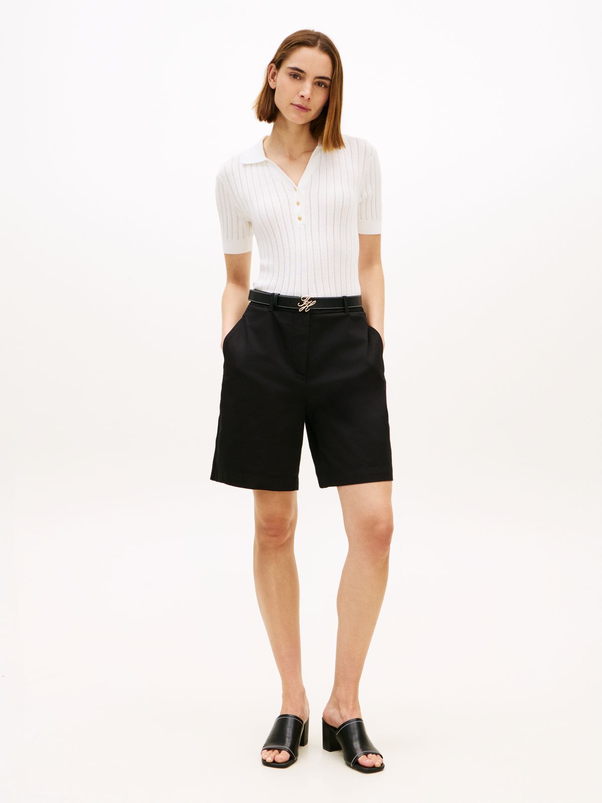 Washed Regular Chino Shorts — Black