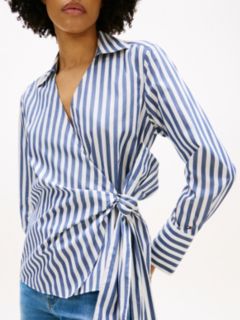 Slim Fit Wrap Knot Poplin Shirt — White 2