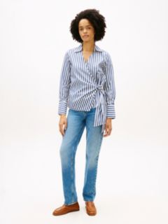 Slim Fit Wrap Knot Poplin Shirt — White 3