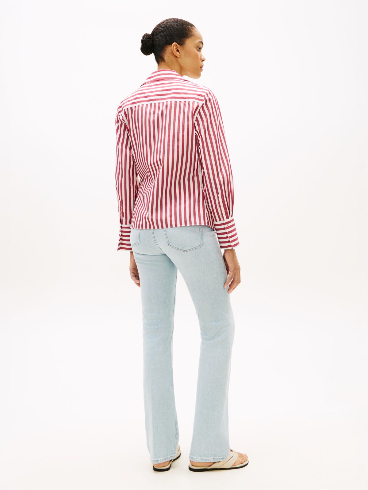 Slim Fit Wrap Knot Poplin Shirt — Beige