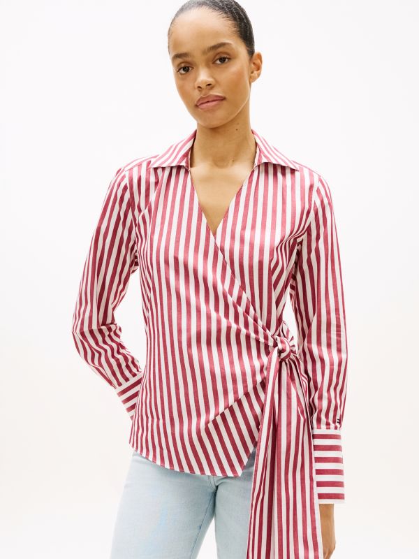 Slim Fit Wrap Knot Poplin Shirt — Beige
