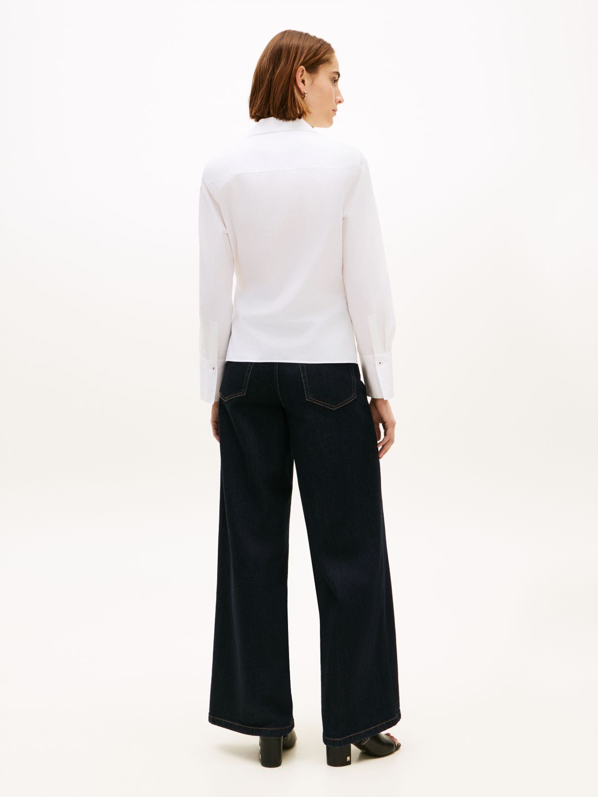 Slim Fit Wrap Knot Poplin Shirt — White