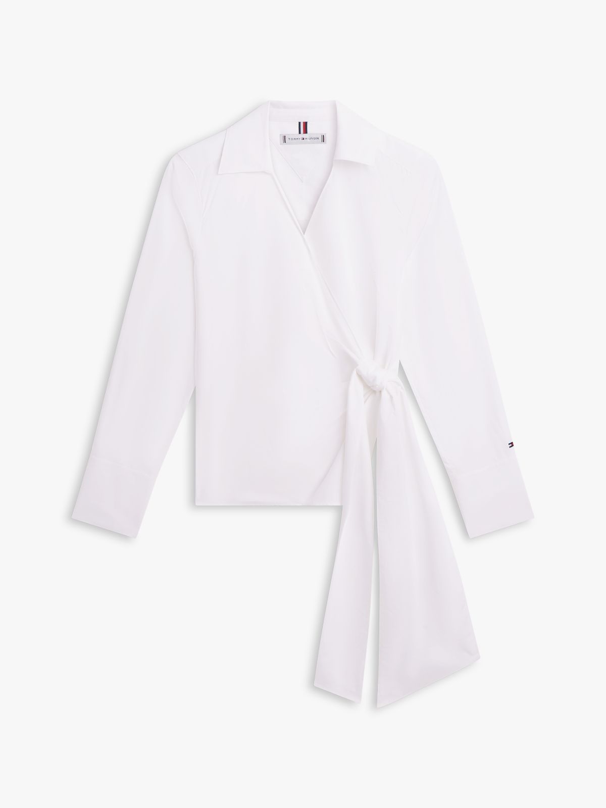 Slim Fit Wrap Knot Poplin Shirt — White