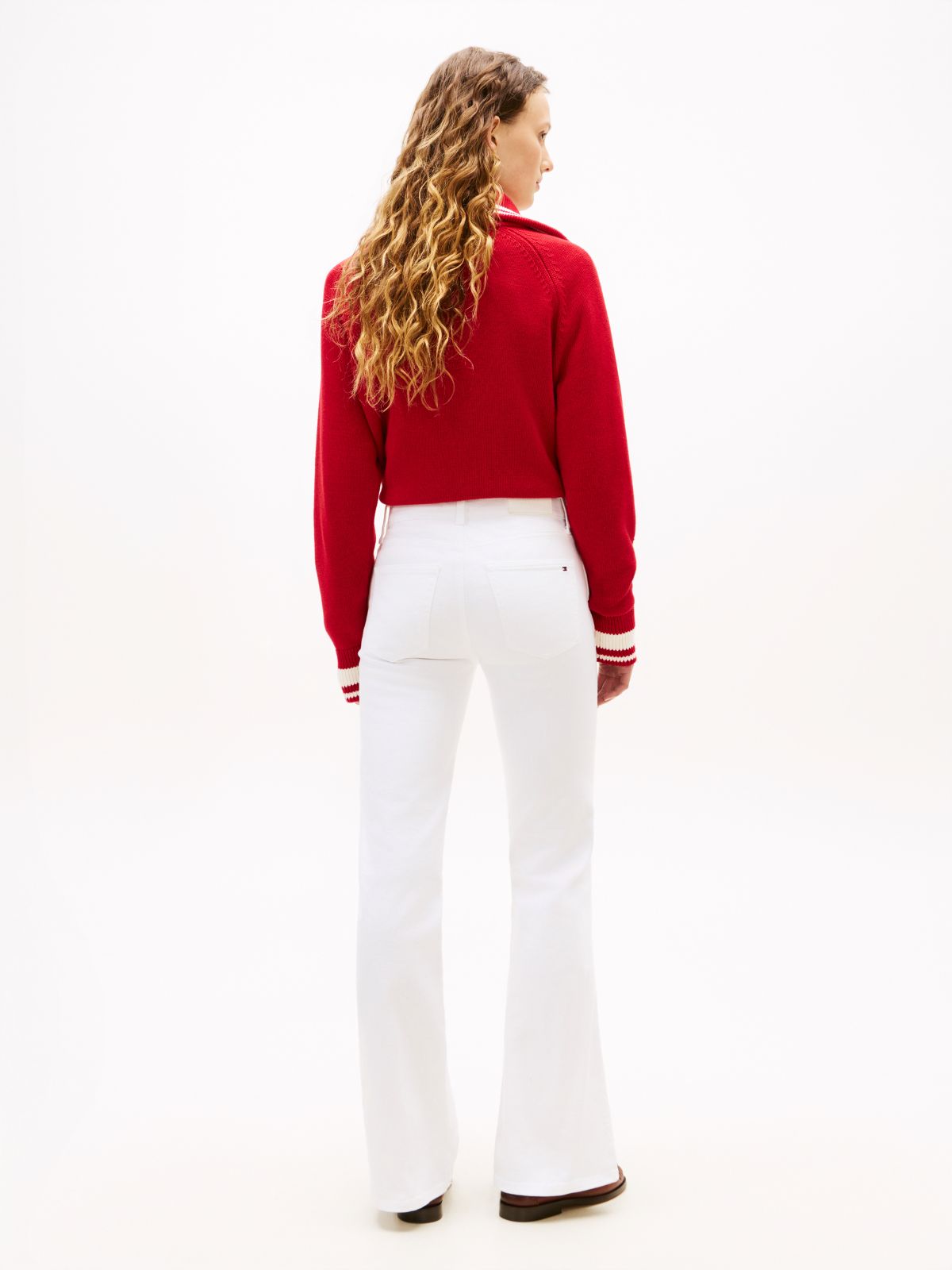 Mid Rise Flared White Jeans — White