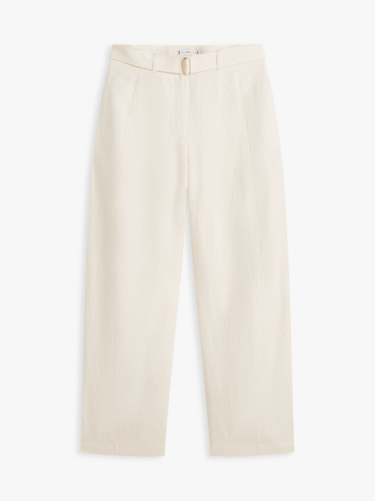 Utility Barrel Leg Pure Linen Trousers — Beige