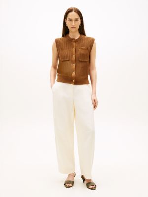 beige utility barrel-broek van puur linnen voor dames - tommy hilfiger
