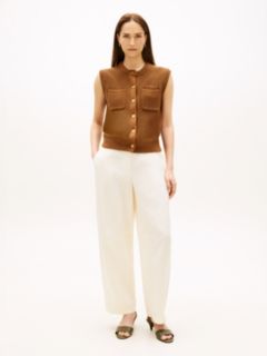 Utility Barrel Leg Pure Linen Trousers — Beige 1
