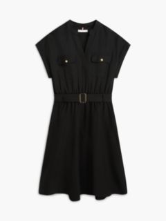 Belted Relaxed Mini Shirt Dress — Black 5