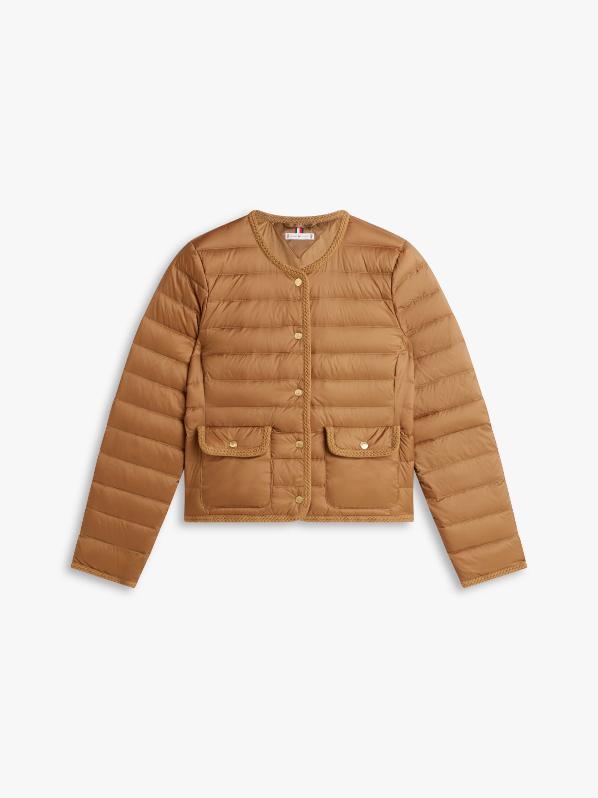 Water Repellent Lightweight Down Slim Jacket — Brown