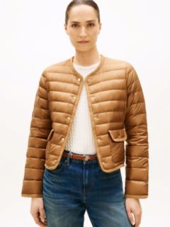 Water Repellent Lightweight Down Slim Jacket — Brown 1