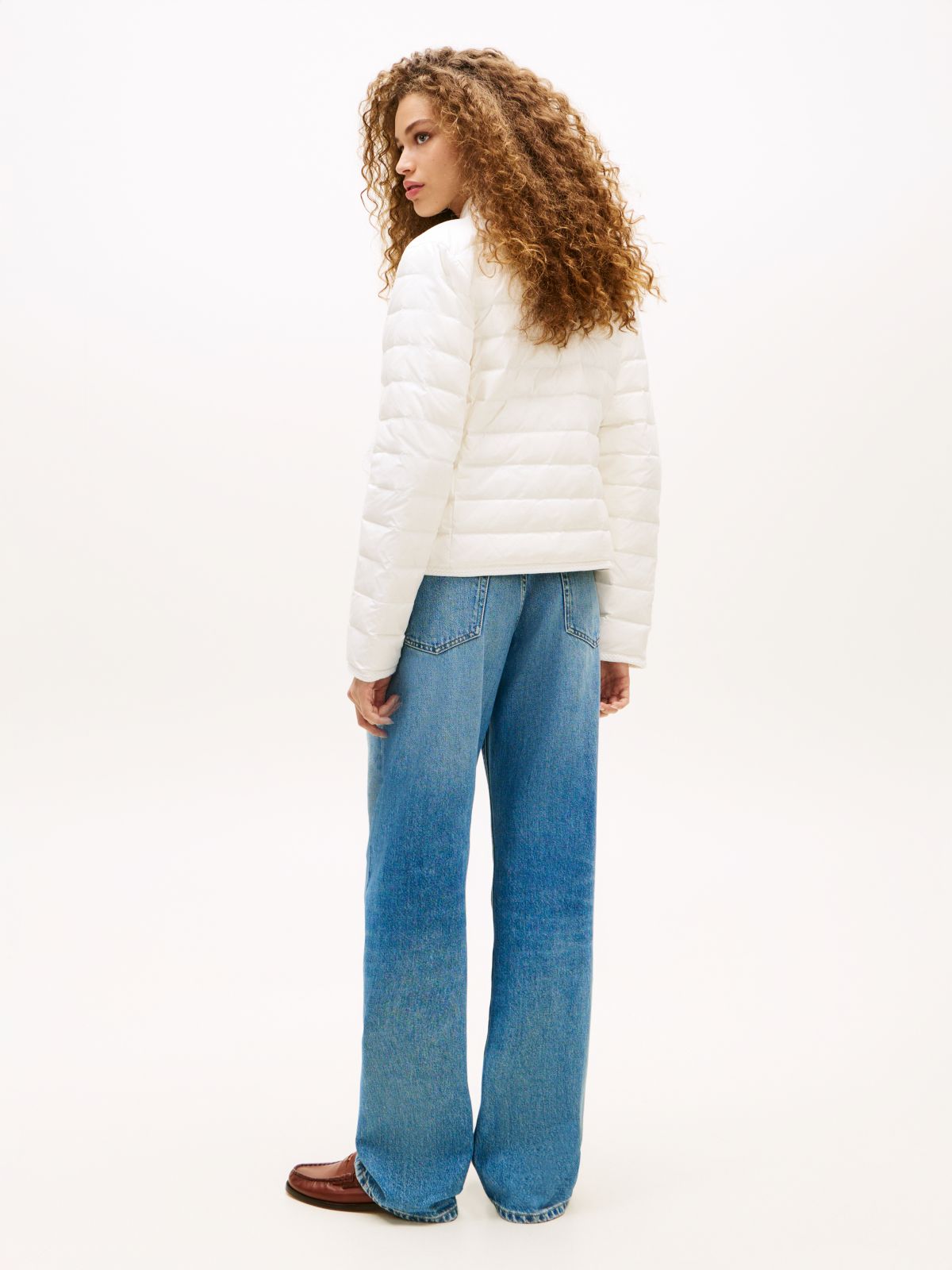 Water Repellent Lightweight Down Slim Jacket — White