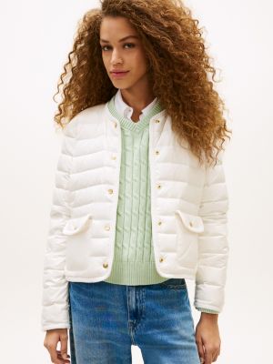 white wasserabweisende slim fit daunenjacke für damen - tommy hilfiger