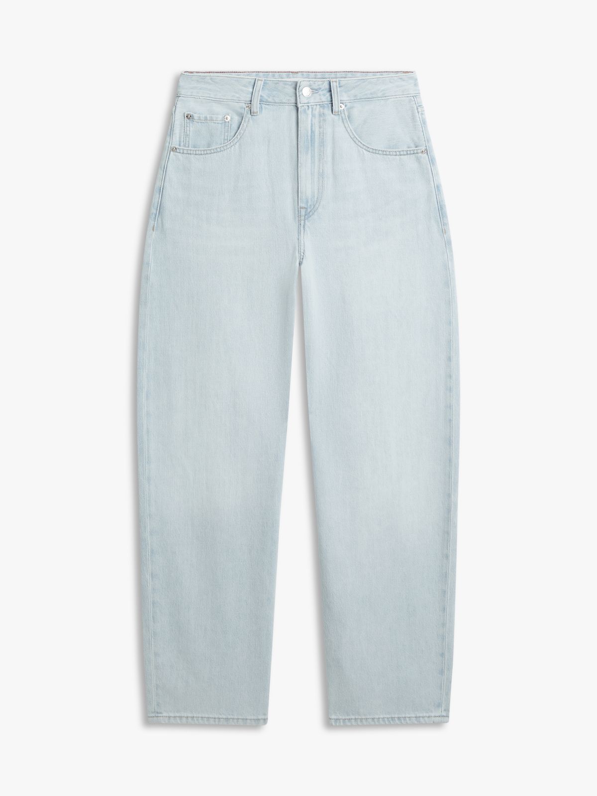Mid Rise Tapered Barrel Leg Jeans — Blue