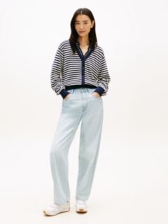 Mid Rise Tapered Barrel Leg Jeans — Blue 1