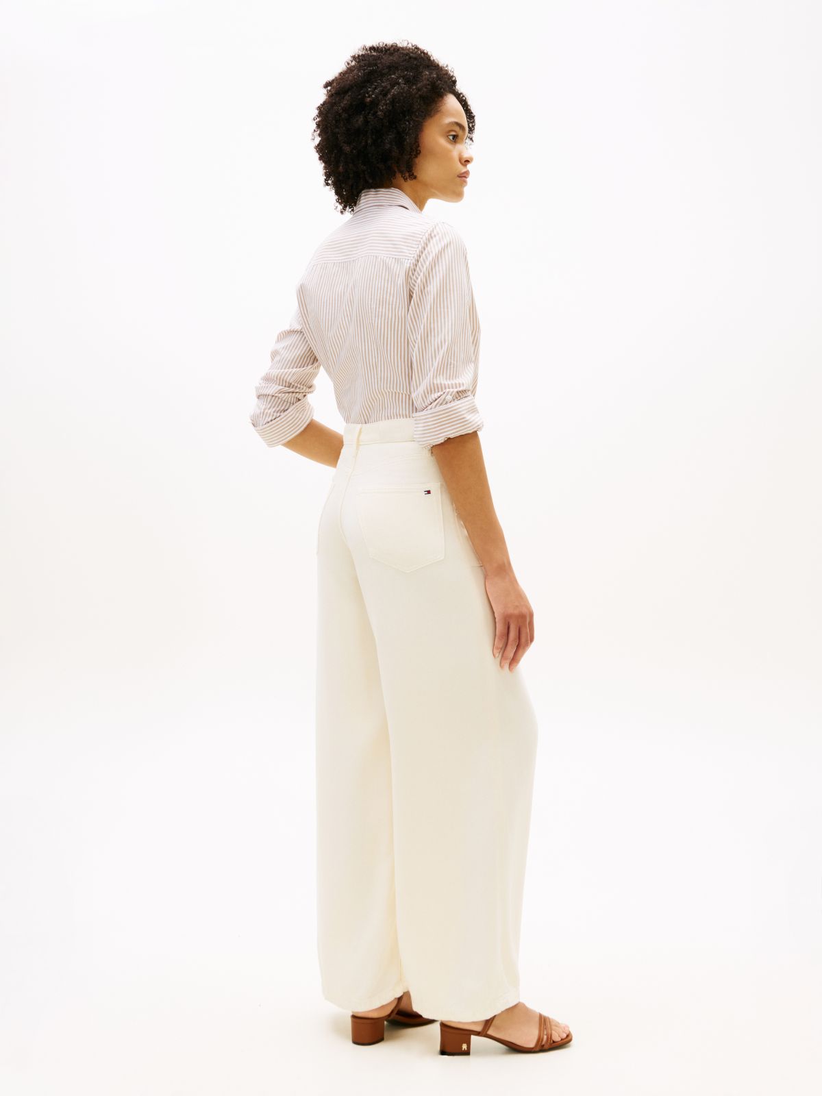 70s High Rise Wide Leg Jeans — Beige