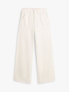 70s High Rise Wide Leg Jeans — Beige 5
