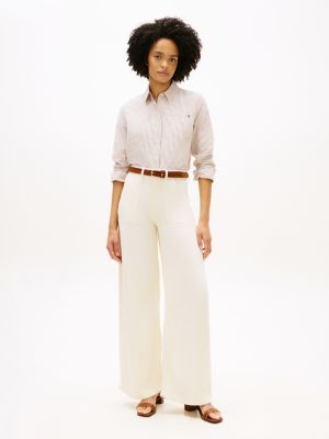 beige 70s high rise wide leg jeans for women tommy hilfiger