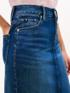Mid Rise Straight Denim Pencil Skirt — Blue 3
