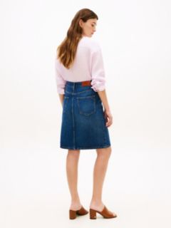 Mid Rise Straight Denim Pencil Skirt — Blue 4