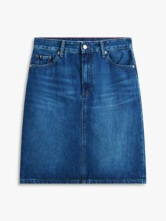 Mid Rise Straight Denim Pencil Skirt — Blue 5