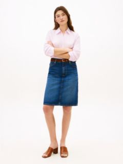 Mid Rise Straight Denim Pencil Skirt — Blue 1
