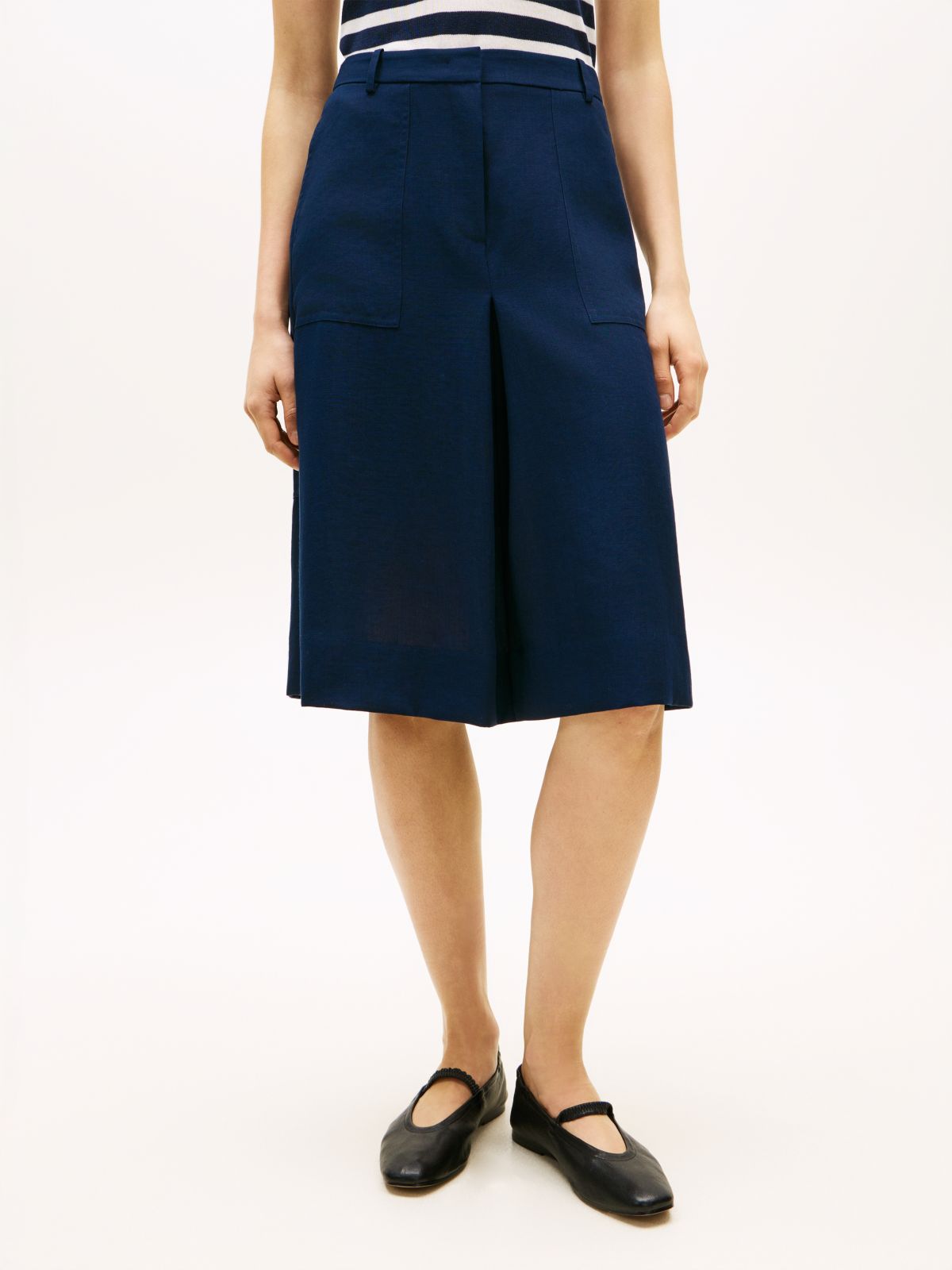 Tailored Utility A-Line Skirt — Blue