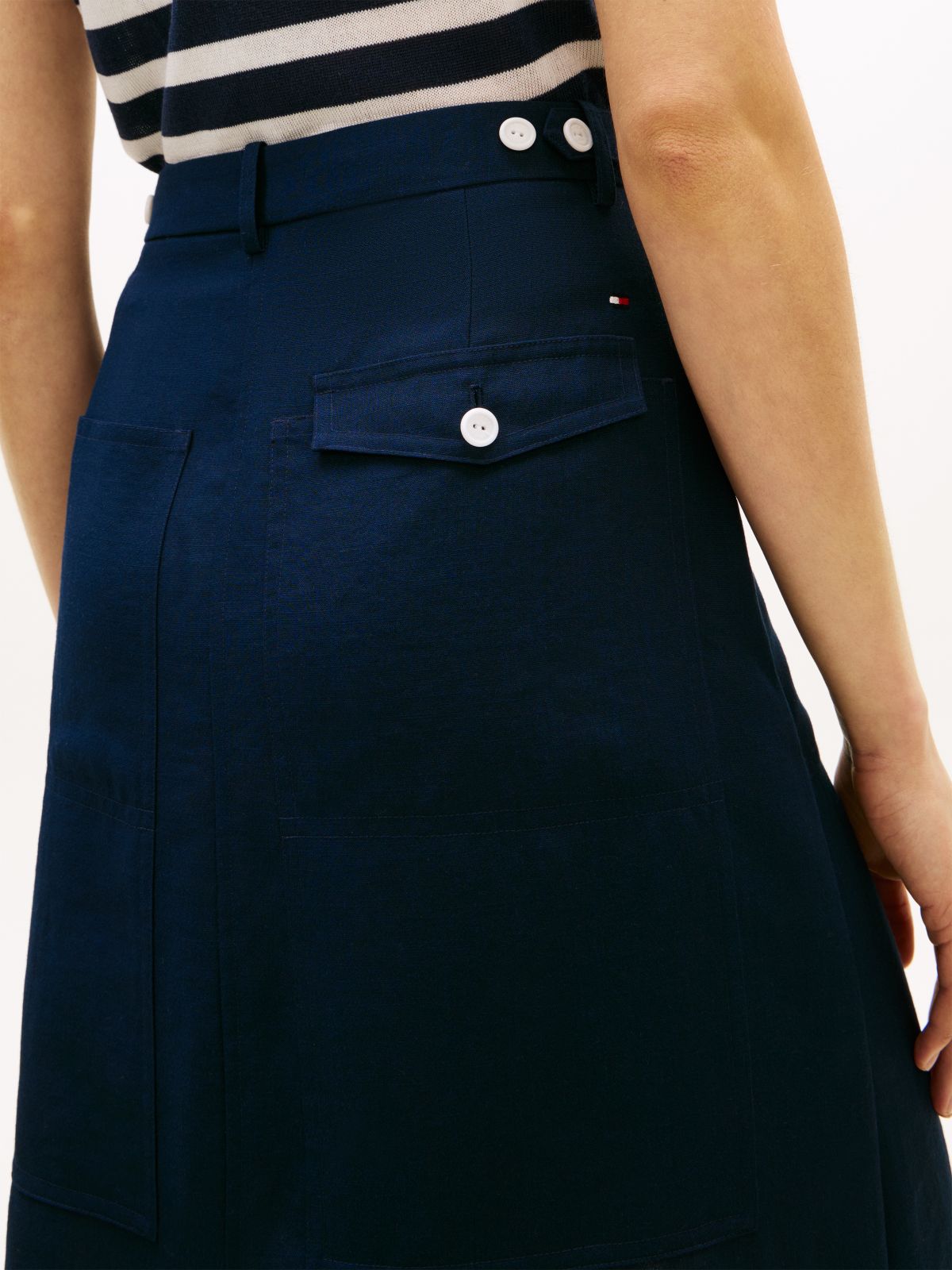 Tailored Utility A-Line Skirt — Blue