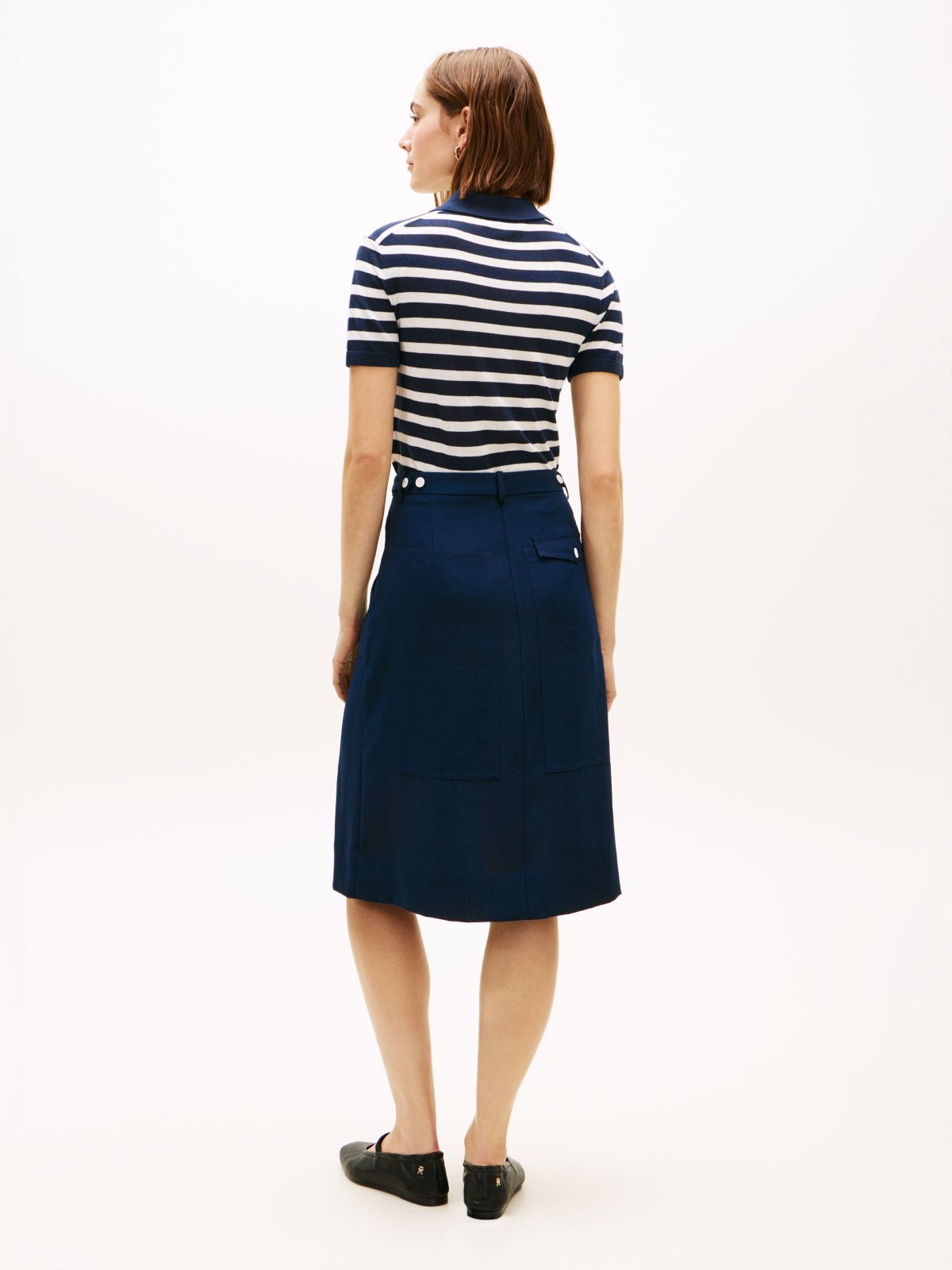 Tailored Utility A-Line Skirt — Blue