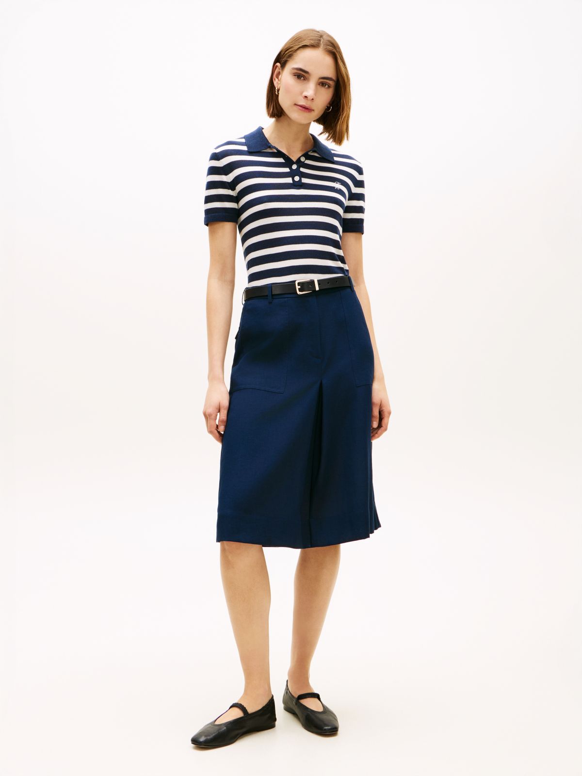 Tailored Utility A-Line Skirt — Blue