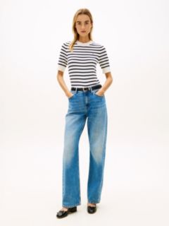 Fine Knit Jersey Short Sleeve Jumper — White 3