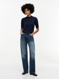 Fine Knit Jersey Short Sleeve Jumper — Blue 2