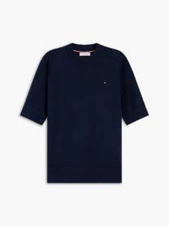 Fine Knit Jersey Short Sleeve Jumper — Blue 5