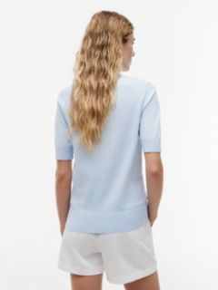 Fine Knit Jersey Short Sleeve Jumper — Blue 4