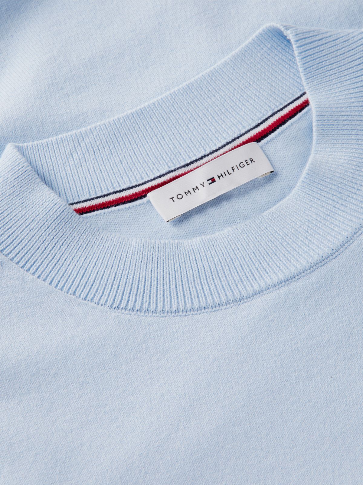 Fine Knit Jersey Short Sleeve Jumper — Blue