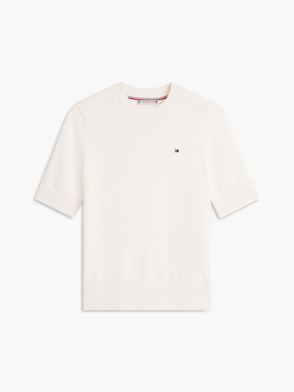 Fine Knit Jersey Short Sleeve Jumper — Yellow