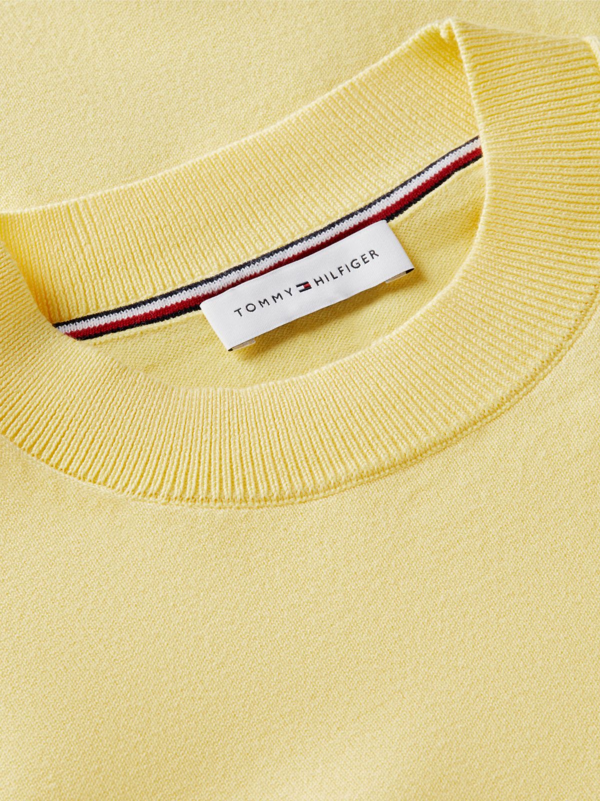 Fine Knit Jersey Short Sleeve Jumper — Yellow