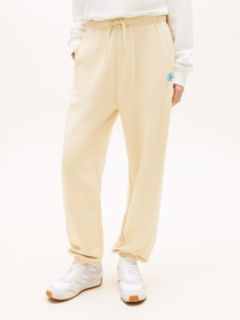Logo Embroidery Cuffed Leg Joggers — Beige 2