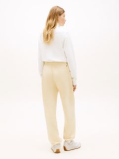 Logo Embroidery Cuffed Leg Joggers — Beige 4