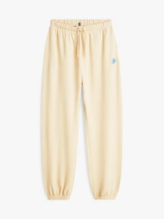 Logo Embroidery Cuffed Leg Joggers — Beige 5