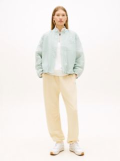 Logo Embroidery Cuffed Leg Joggers — Beige 1
