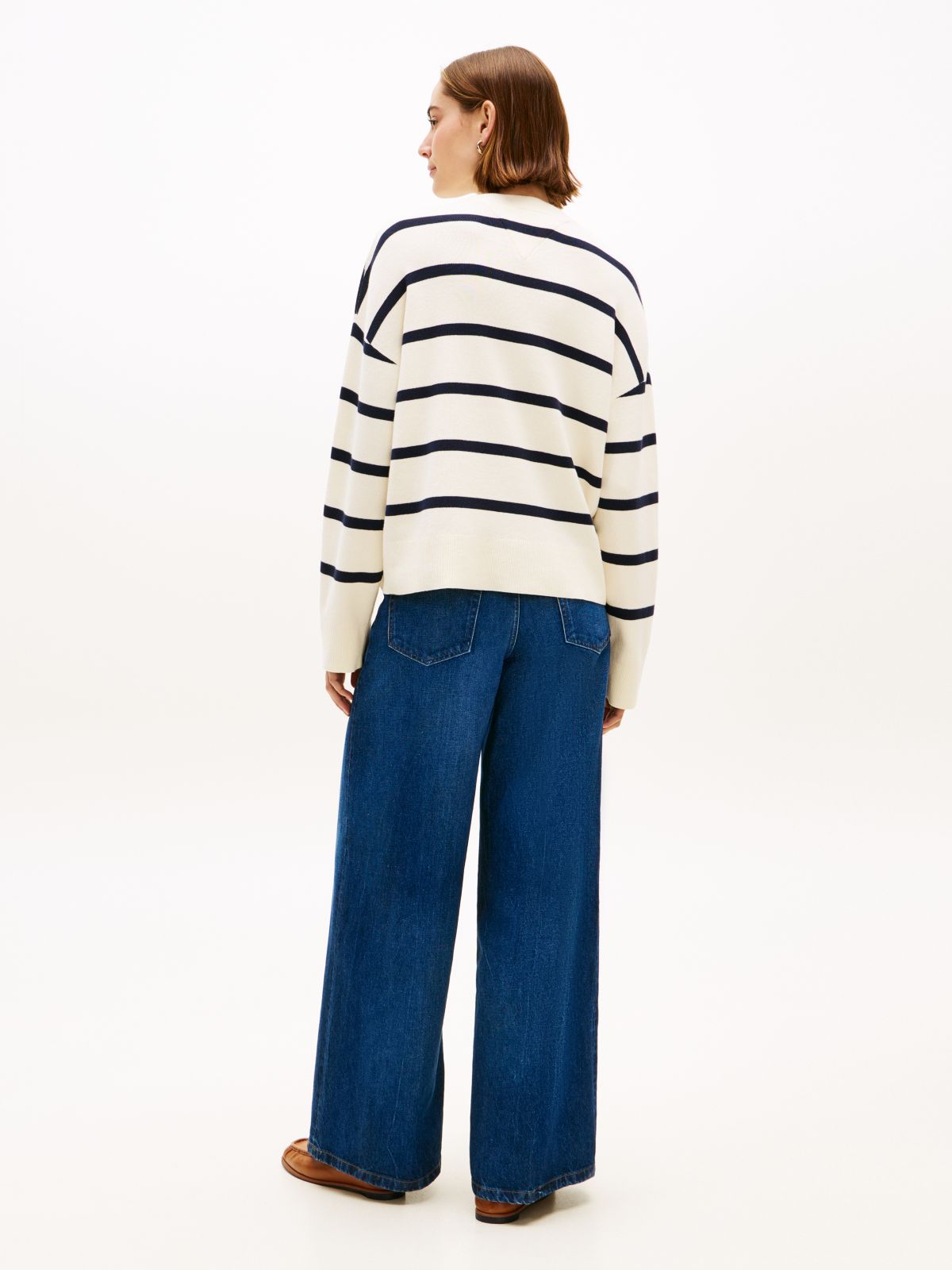 Premium Knit Logo Embroidery Relaxed Jumper — Beige