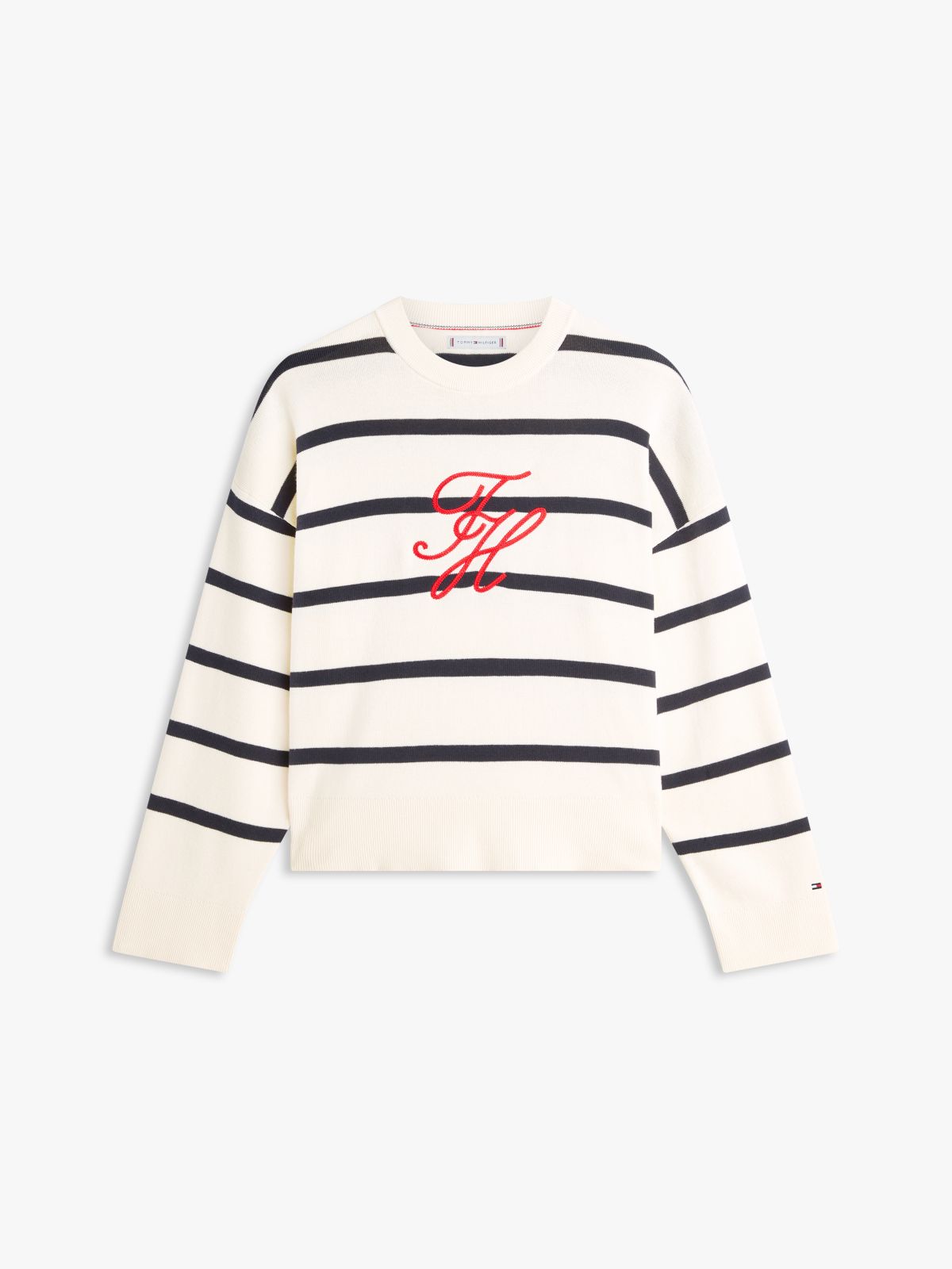 Premium Knit Logo Embroidery Relaxed Jumper — Beige