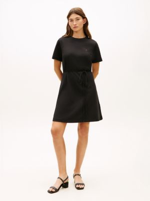 black interlock knit mini t-shirt dress for women tommy hilfiger